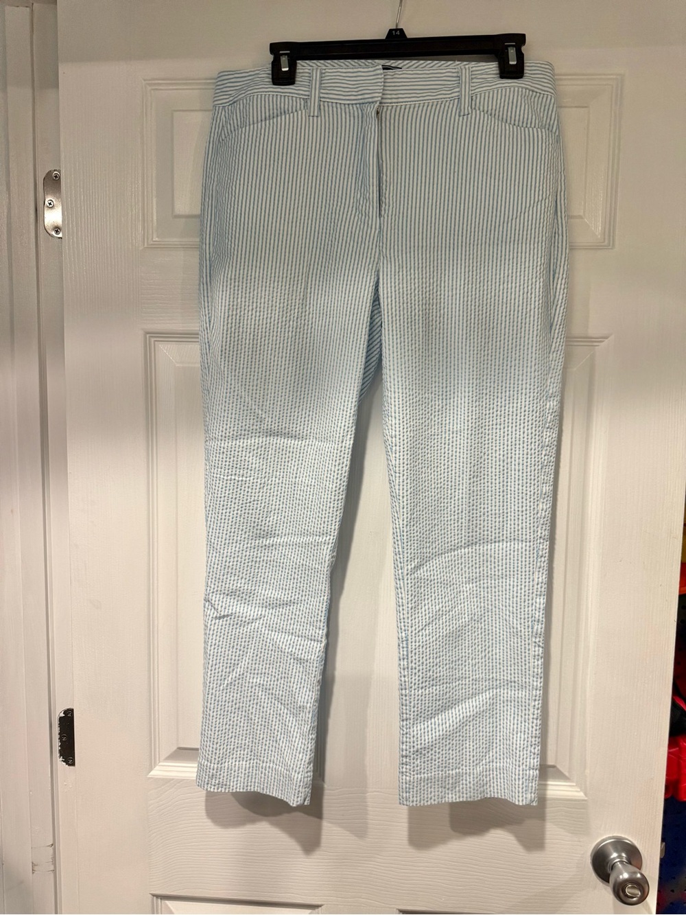 Lands' End Light Blue Seersucker Cropped Pants